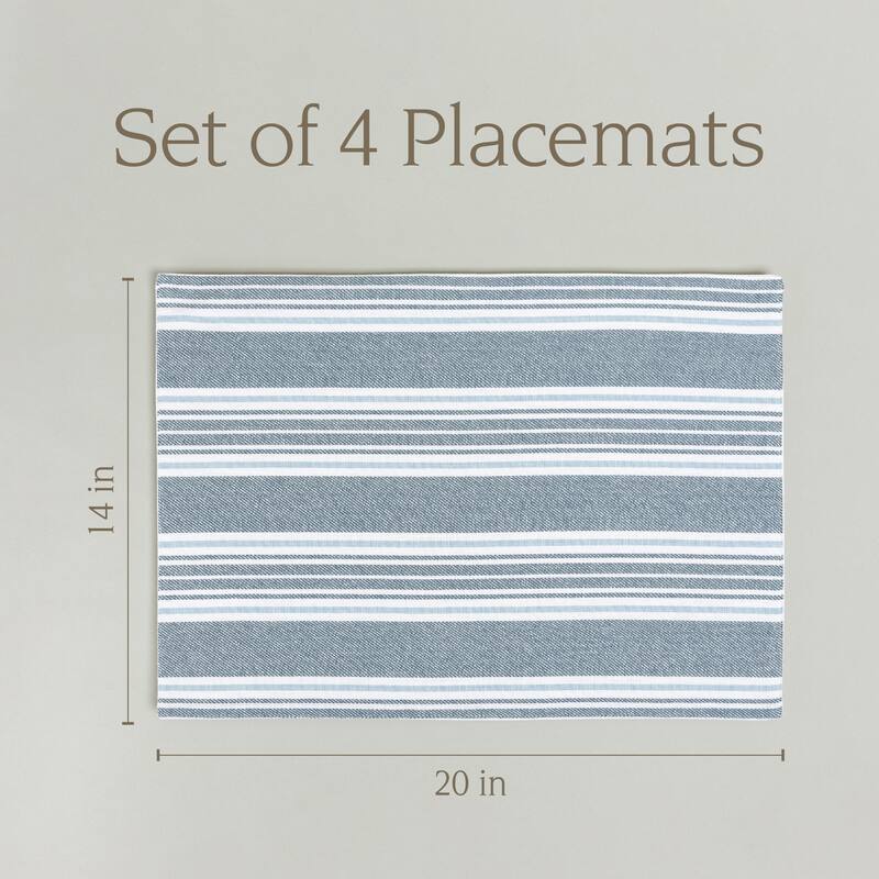 over&back 100% Cotton Woven Placemats - Machine Washable - Set of 4