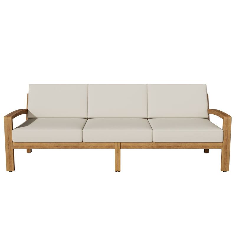 3-Piece Outdoor Acacia Wood Sectional Sofa Set with Coffee Table