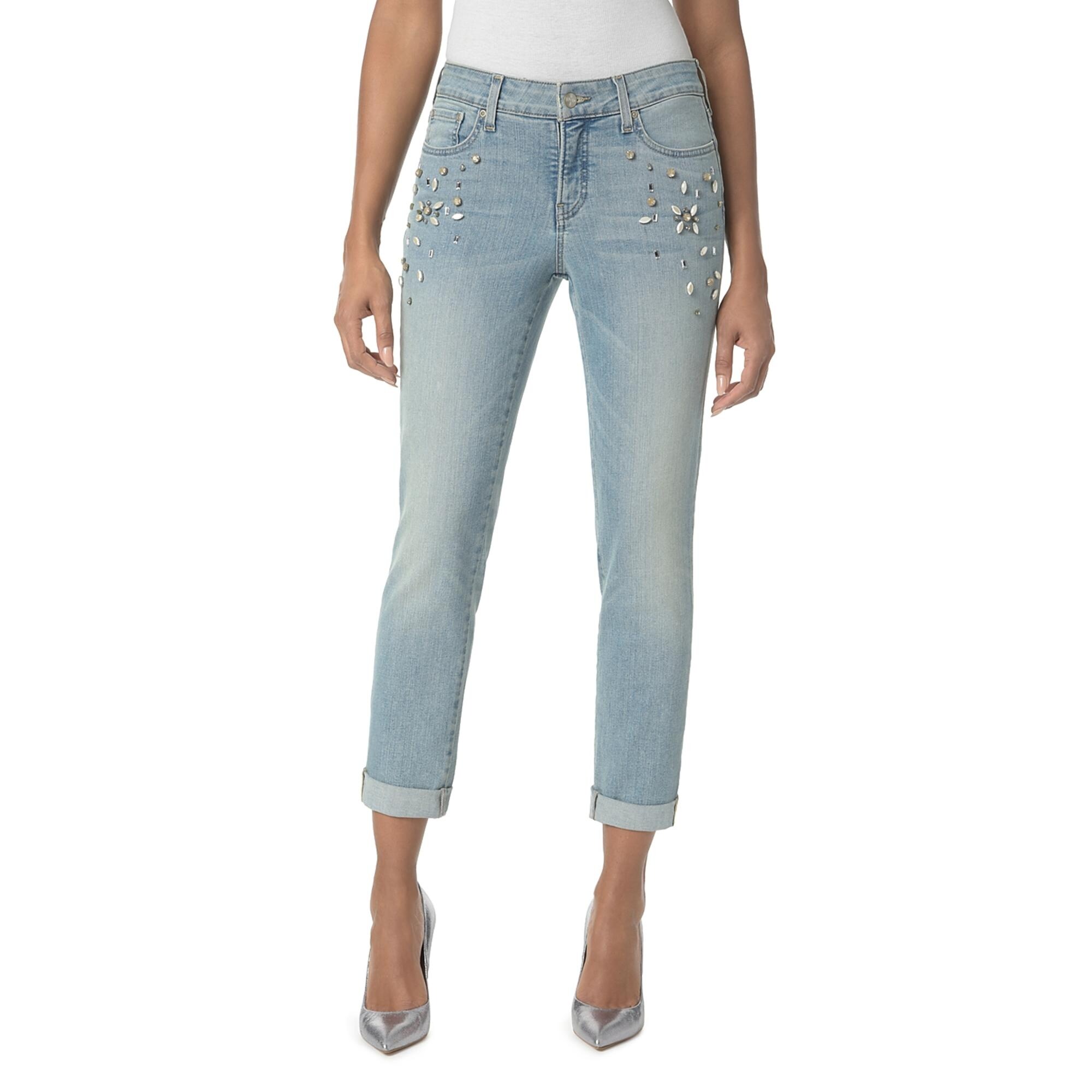 Shop Nydj Womens Boyfriend Jeans Embellished Roll Cuff Overstock