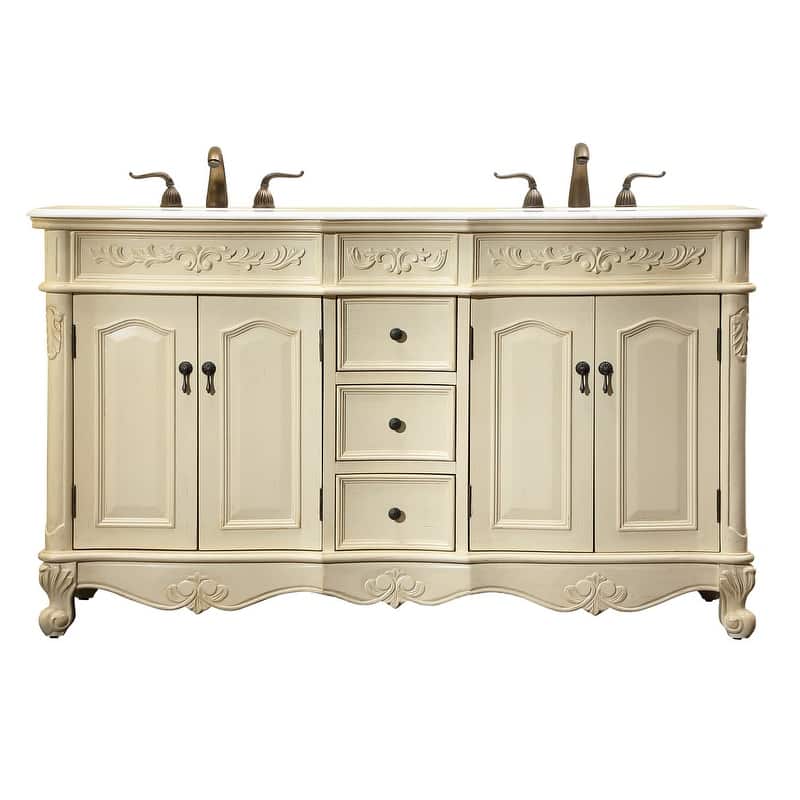 60" Double Bathroom Vanity Sink - Ivory