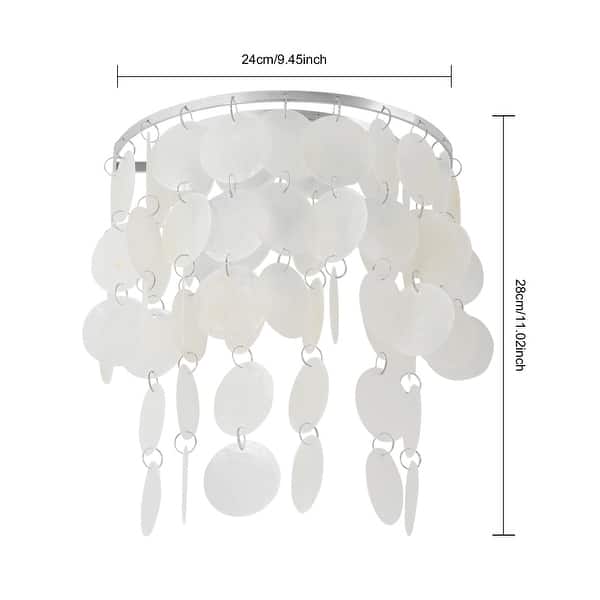 Capiz Shell Flush Mount Ceiling Light Coastal Seashell Sconce - 9.45 ...