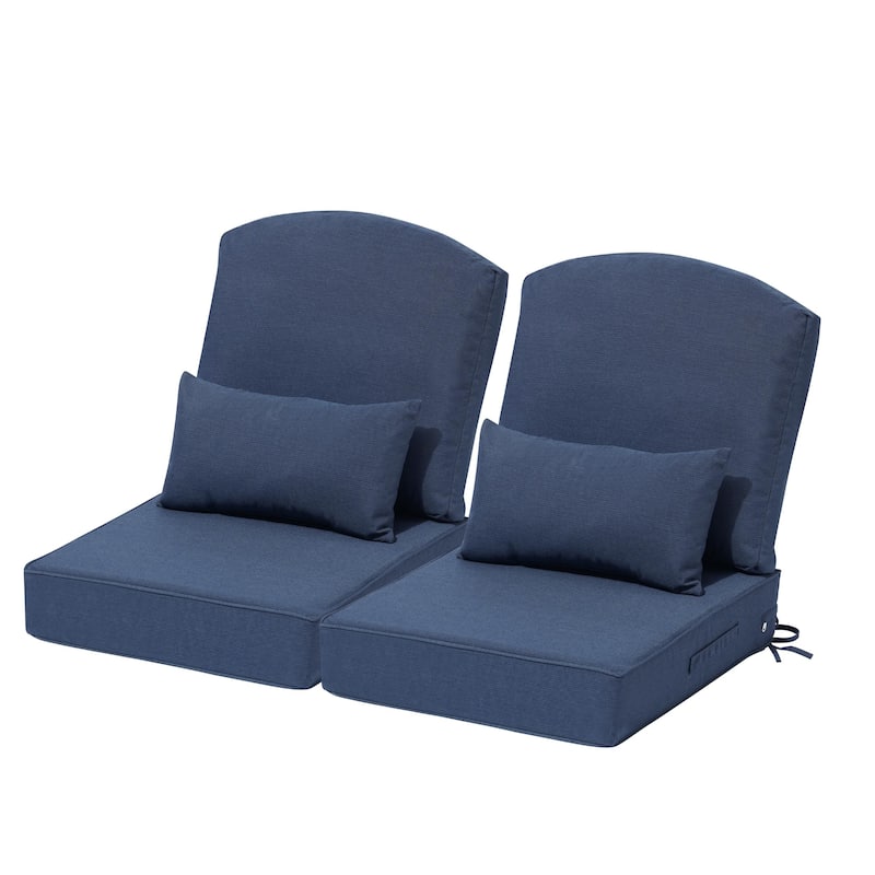 24 x 24 x 5.5 in Patio Premium Fabric Outdoor Seat Cushions Set (Seat & Back) with Pillow - NavyBlue - 2PC