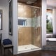 preview thumbnail 25 of 30, DreamLine Flex 32 in. D x 42 in. W x 74 3/4 in. H Pivot Shower Door and Shower Base Kit - 32" x 42" Biscuit Base Brushed Nickel