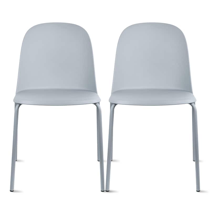 Set of 2 Plastic Dining Chairs For Kitchen Office Business Cafe Guest Waiting Room Event Party Outdoor Patio Hotel - Grey