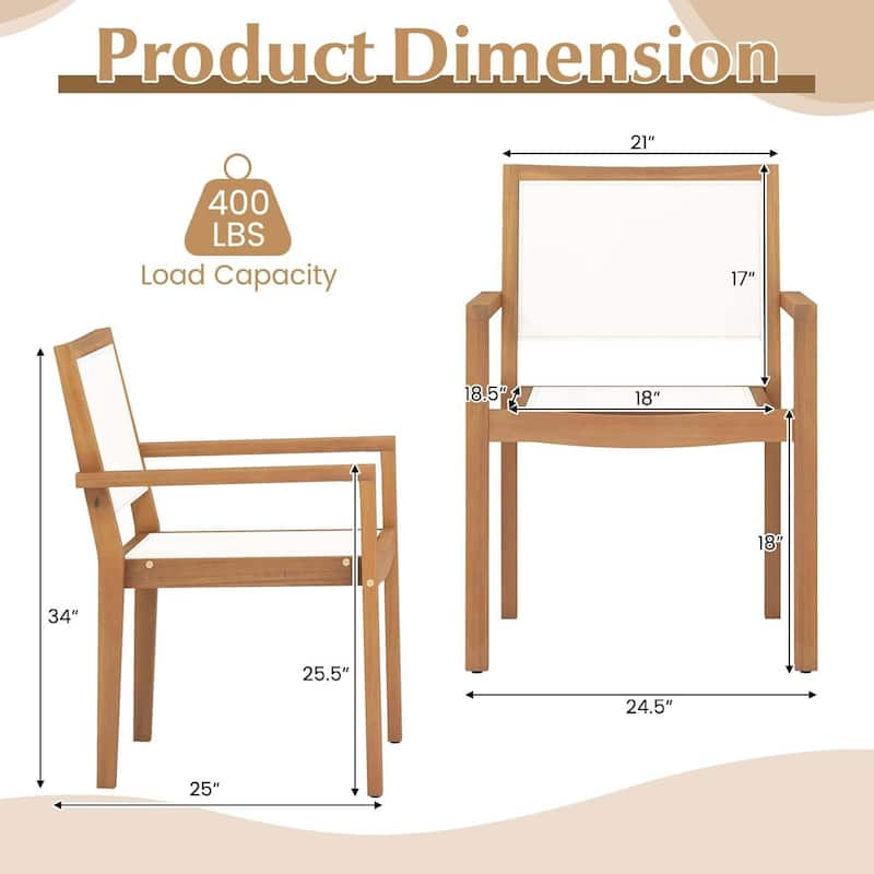 2/4PCS Stackable Dining Chair Patio Armchairs Conversation Chair Set