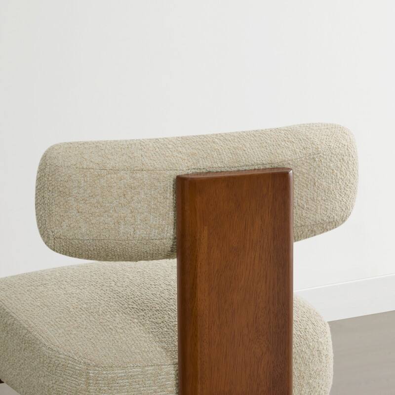 Spruce & Spring Arya Upholstered Boucle Counter Stool with Solid Wood Frame