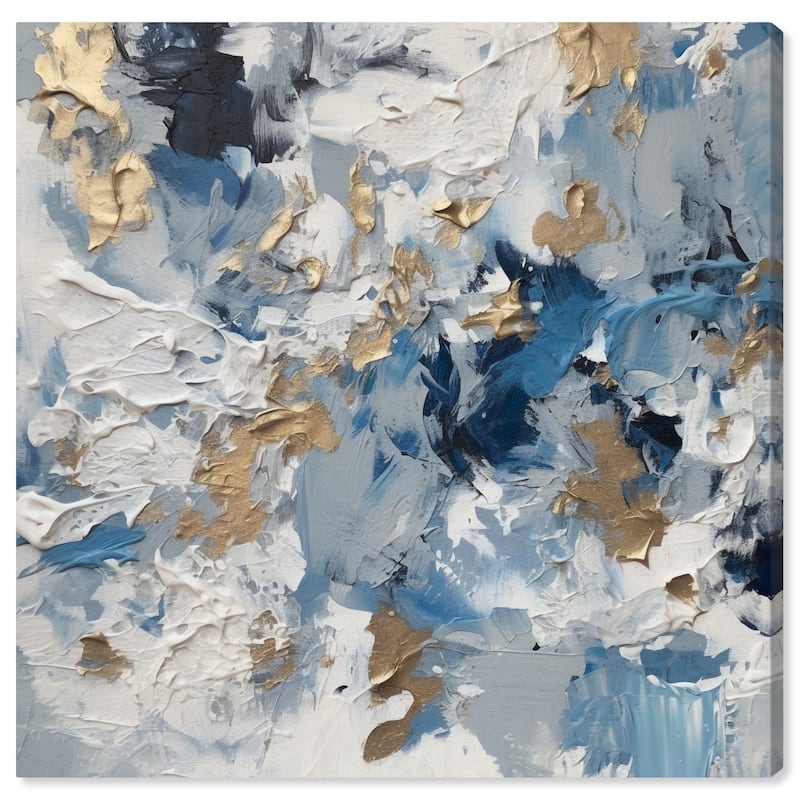 Wynwood Studio Abstract Ice Mountain Whipped Cream White and Metallic Gold Modern & Contemporary Wall Art Canvas Print