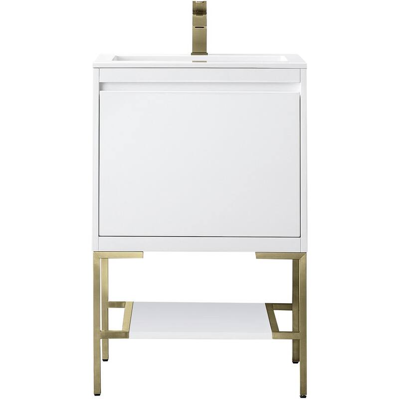 James Martin Vanities 805-V23.6-CB-GW Mantova 24" Single Basin Poplar - Glossy White - Painted