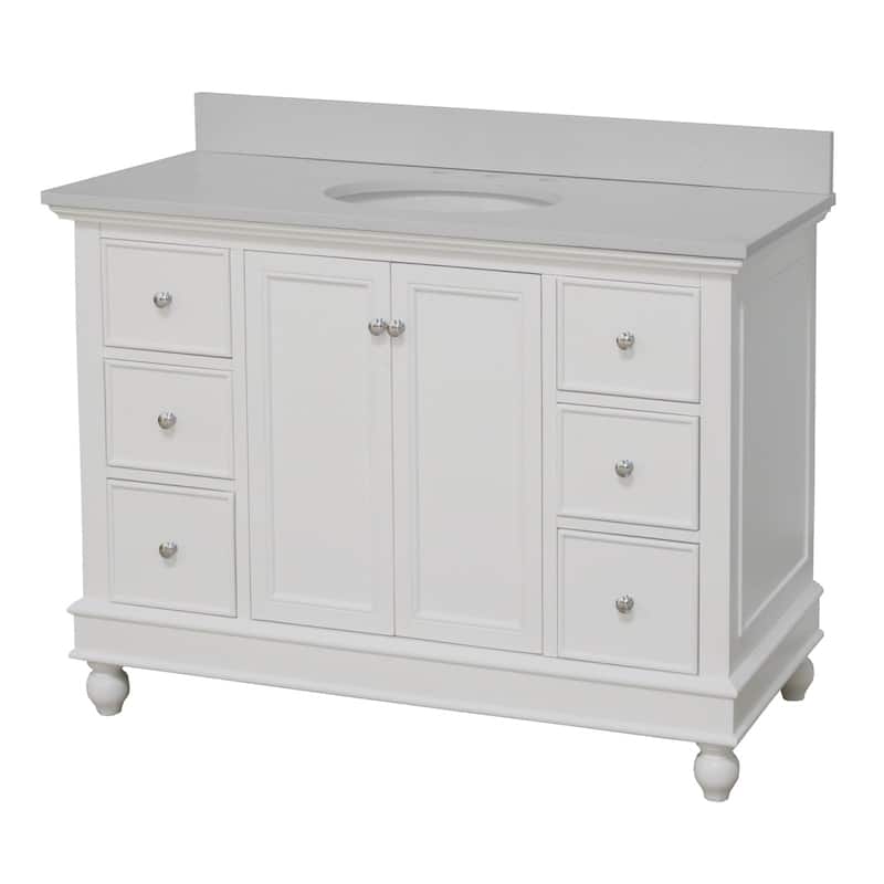 KitchenBathCollection Bella 48" Bathroom Vanity with Quartz Top