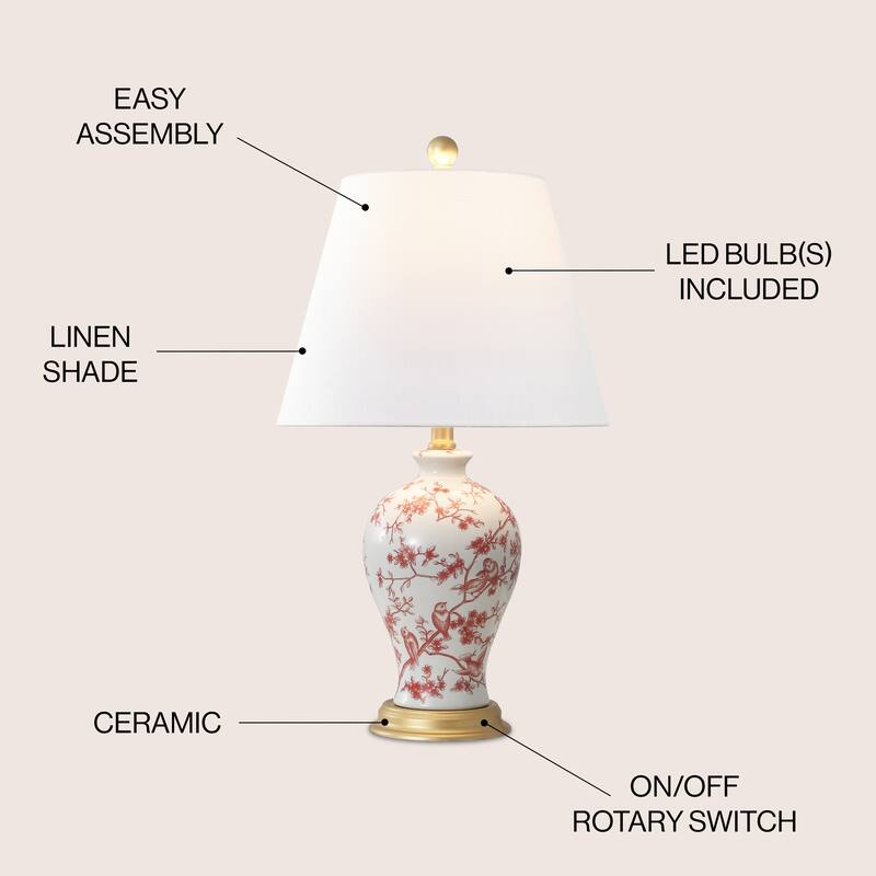 Grace 24" Floral LED Table Lamp, Multi/Brass by JONATHAN Y