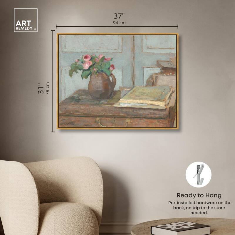 Box and Moss Roses Canvas by Art Remedy