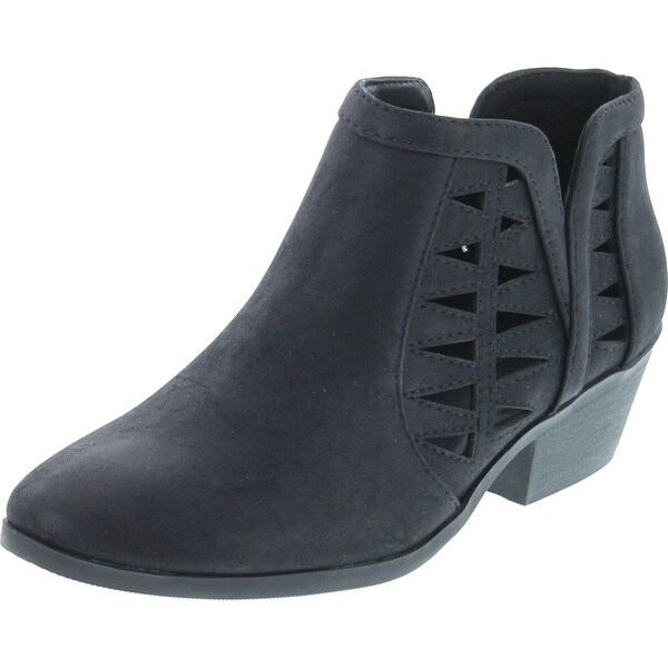 block heel cut out ankle boots