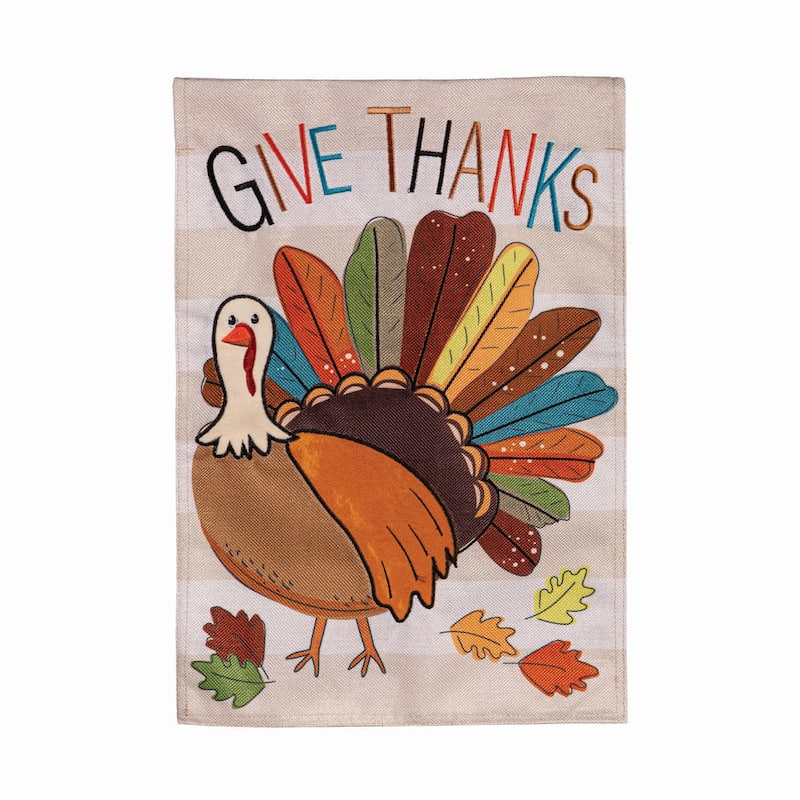 Tom Turkey Thanksgiving Burlap Garden Flag