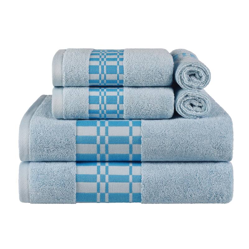 Superior Larissa Cotton Embroidered Geometric Border 6-Piece Towel Set