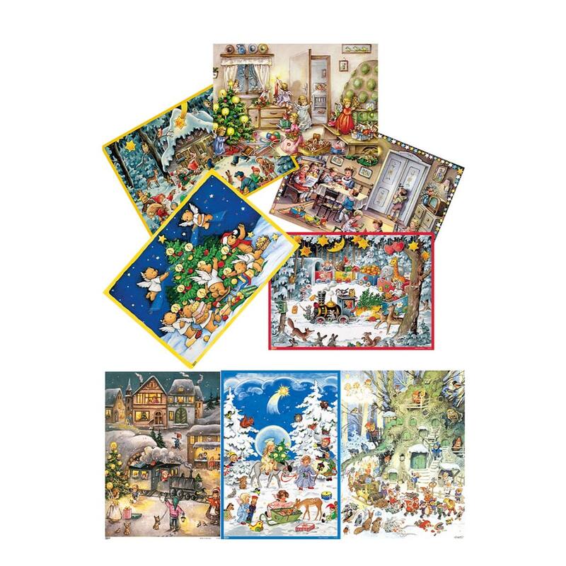 Set of 12 Warm and Vibrant Assorted Korsch Advents Calendars, 11.5" - Brown