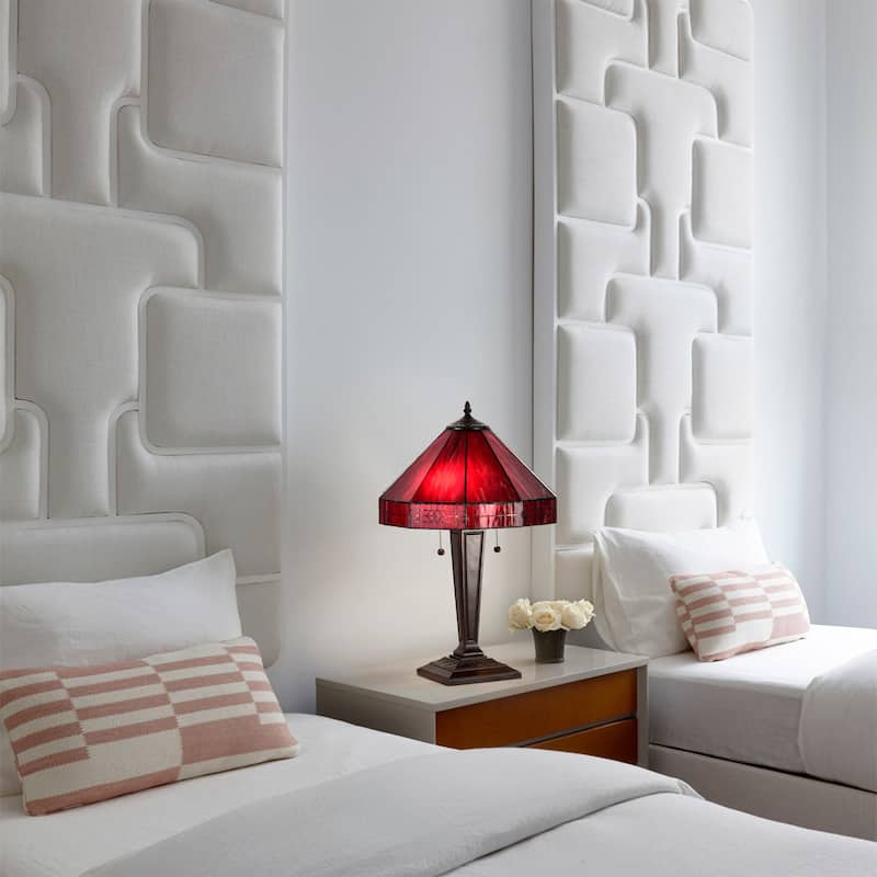 Maeve Tiffany-style 2-light Red Table Lamp