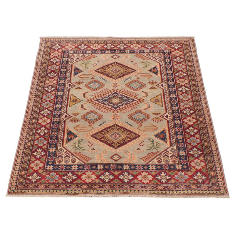 ECARPETGALLERY Hand-knotted Uzbek Ghazni Grey Wool Rug - 4'1 x 5'8