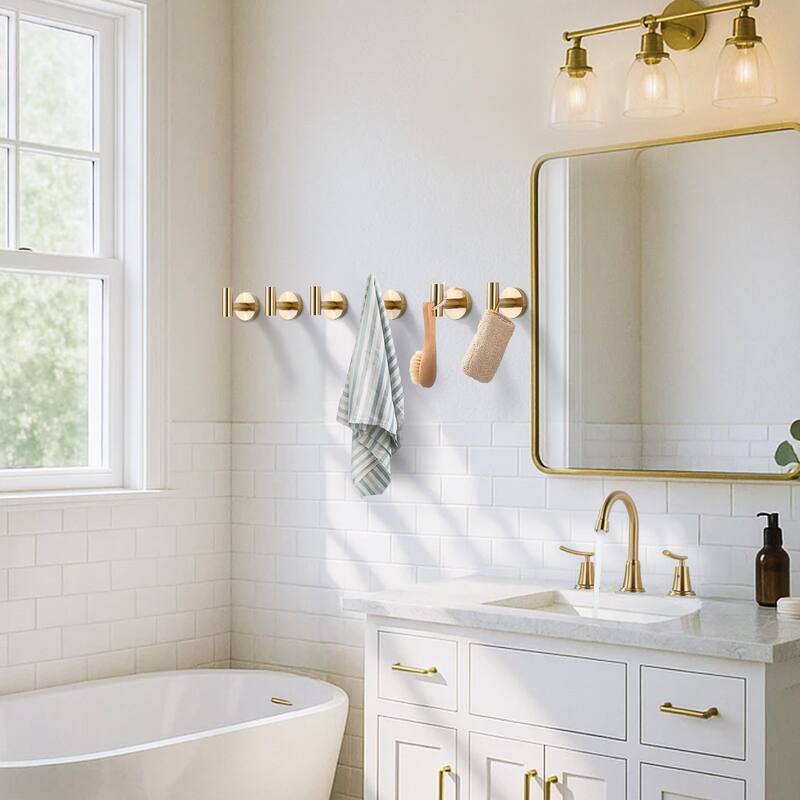 WOWOW Stainless Steel J-Hook Robe/Towel Hook 6-Pack