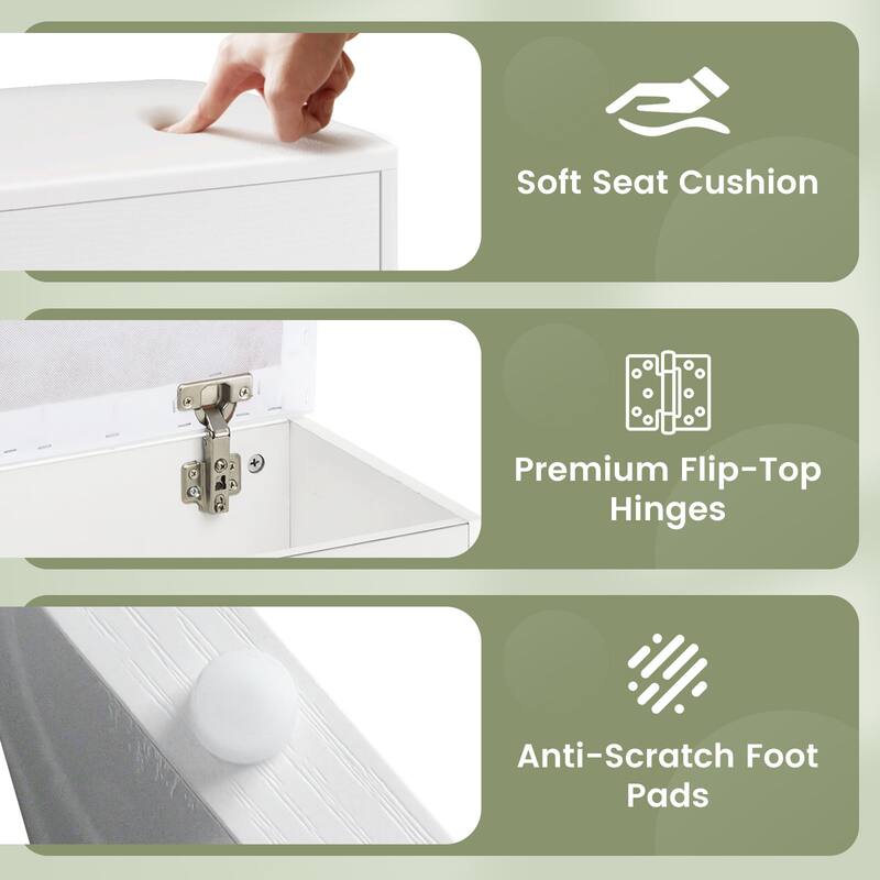 Gymax Vanity Stool w/ Storage Flip Top & Soft Padded Seat Cushion for