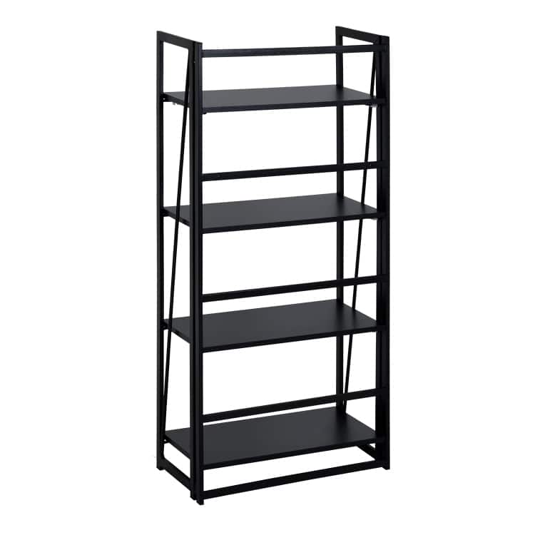 4 Tiers Storage Shelves NoAssembly Folding Bookshelf Open Book Shelves Unit for Home Office