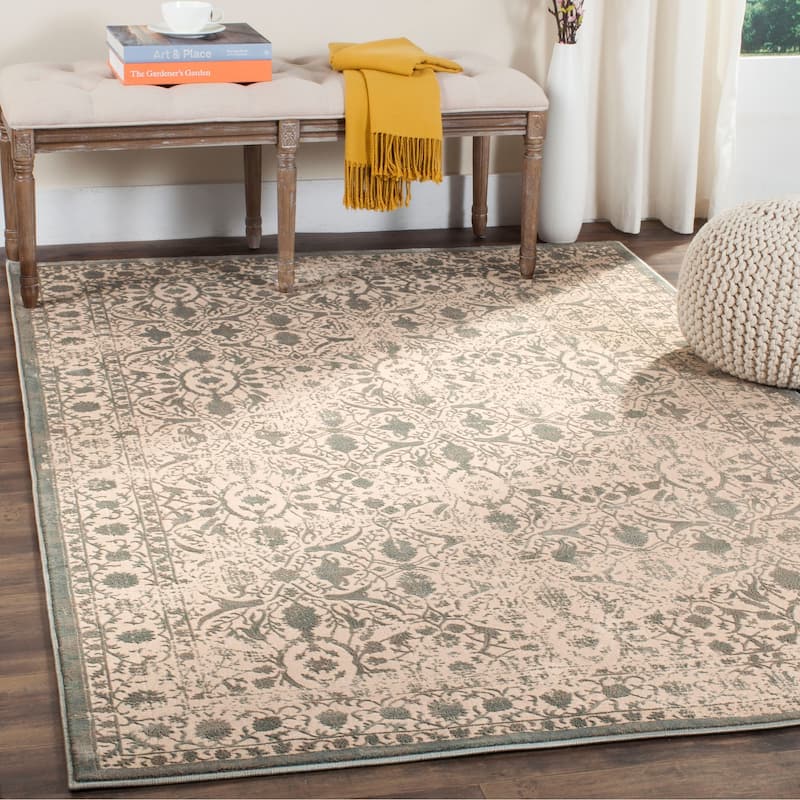 SAFAVIEH Brilliance Ditsa Vintage Boho Distressed Oriental Rug - 5'1" x 7'6" - Cream/Sage