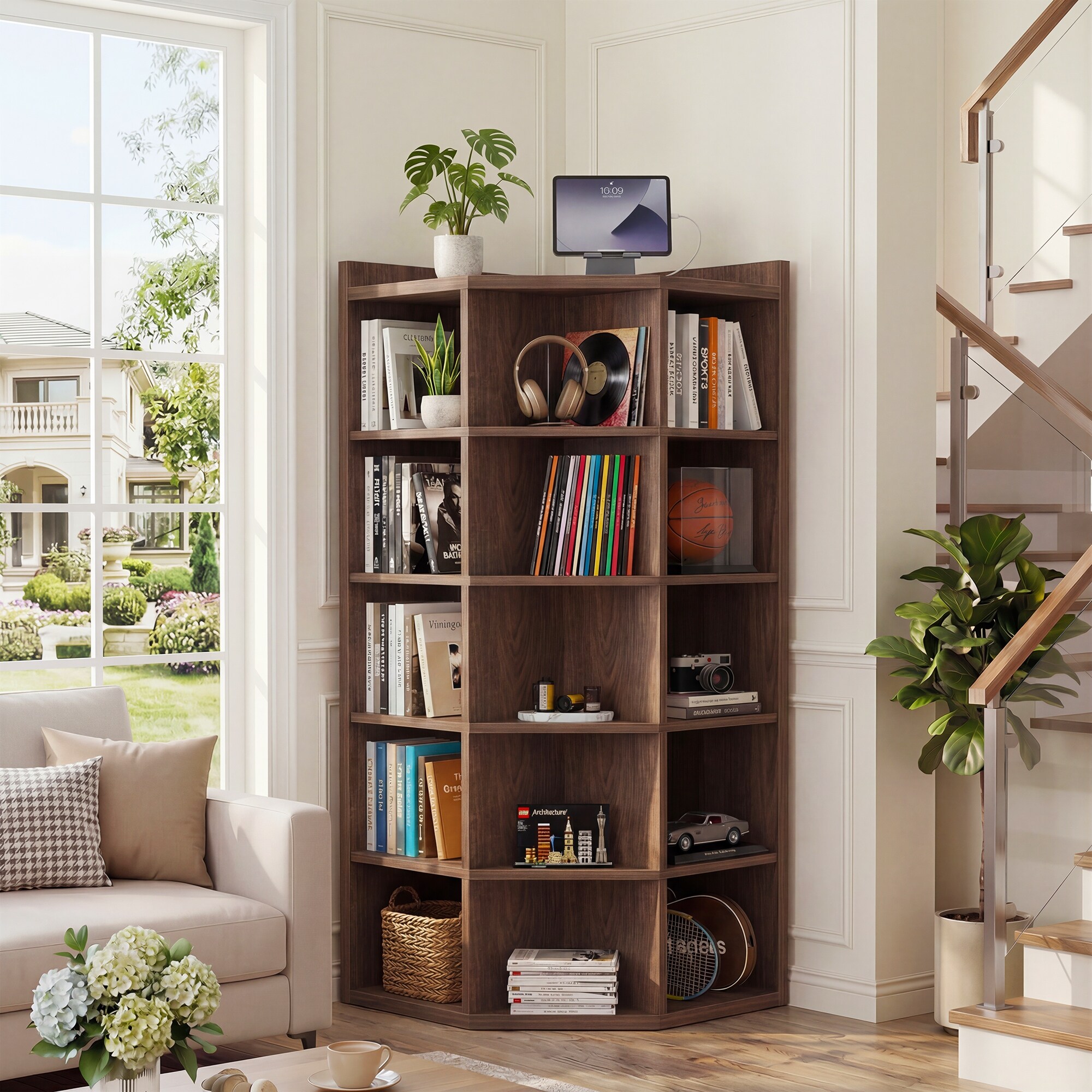 Corner-Bookshelf-with-Charging