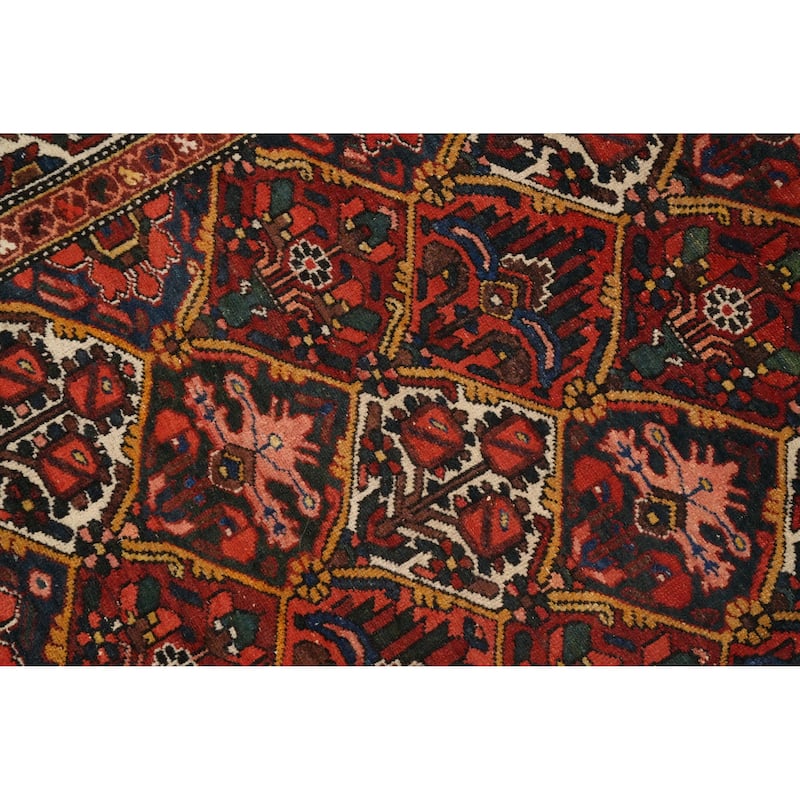 Hand Knotted Oriental 100% Wool Carpet Traditional Floral Oranges & Rust Bakhtiari Area Rug - 9' 6'' X 6' 7''