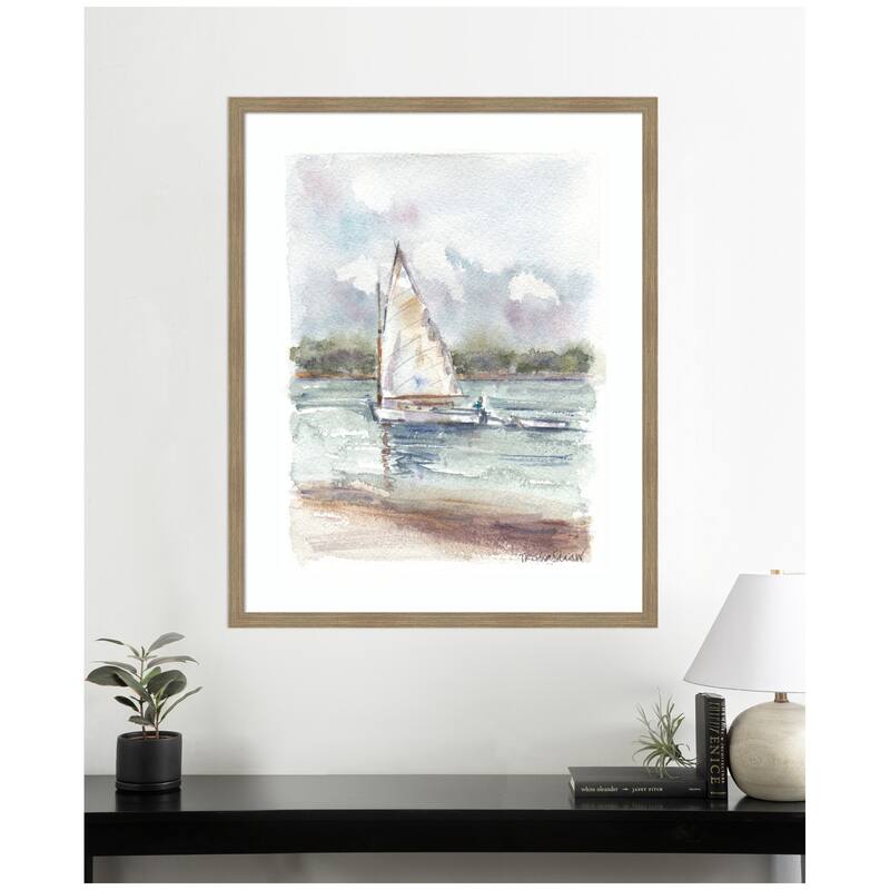 Kate and Laurel Framed Art 1 Maryanne Welch Chatham Fog Sailboat by Patricia Shaw