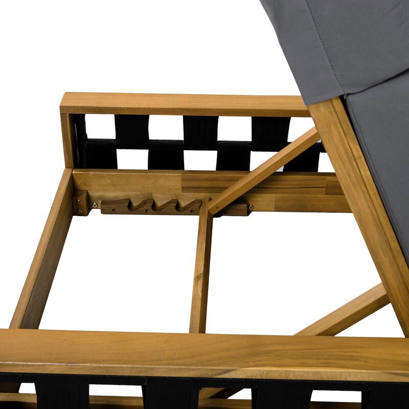 Christopher Knight Home - Modern Outdoor Solid Wood 4-Fold Adjustable Backrest Chaise Lounge with Rope Accents & Foam Cushion