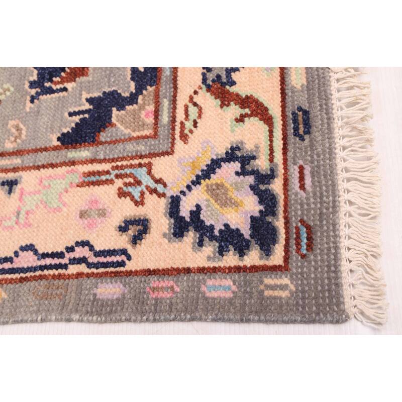 ECARPETGALLERY Hand-knotted Modern Oushak Dark Grey Wool Rug - 3'0 x 4'11