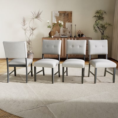 Wooden Dining Chairs Set of 4,Upholstered Kitchen Side Chairs,Farmhouse Dining Room Chair with Solid Wood Legs and Padded Seat
