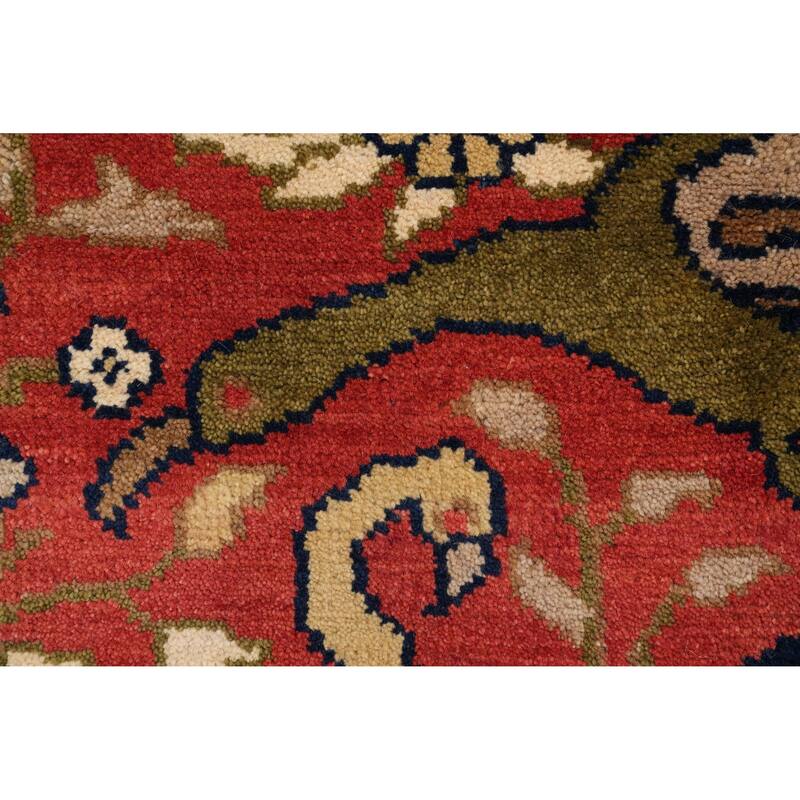 Hand Knotted Oriental 100% Wool Carpet Traditional All-Over Red Ziegler Area Rug - 10' 1'' X 7' 7''