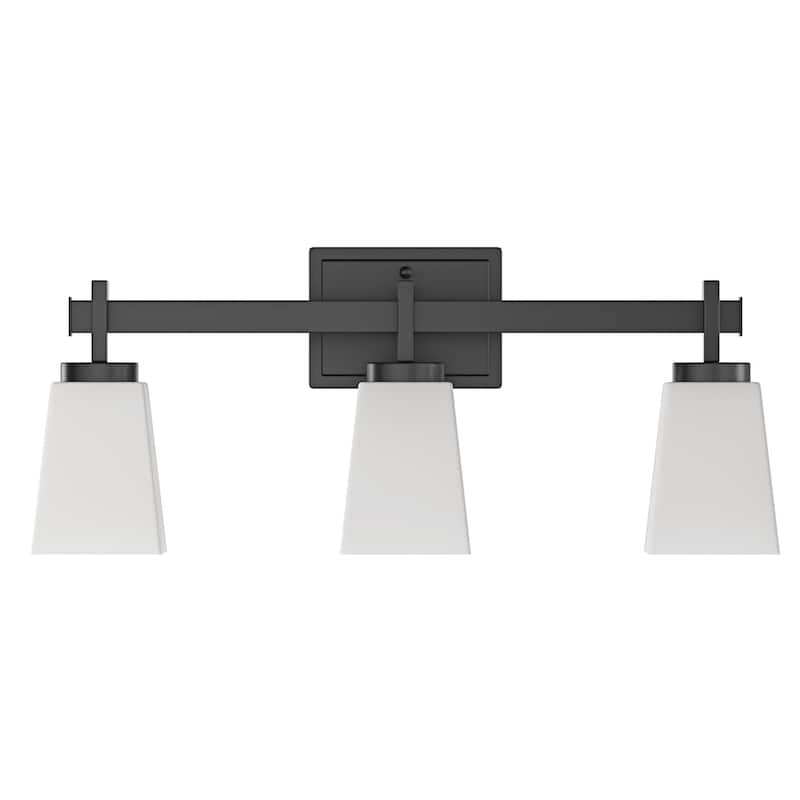 3-Light Bathroom Vanity Light Fixtures Over Mirror Decor Milky White Glass Shades