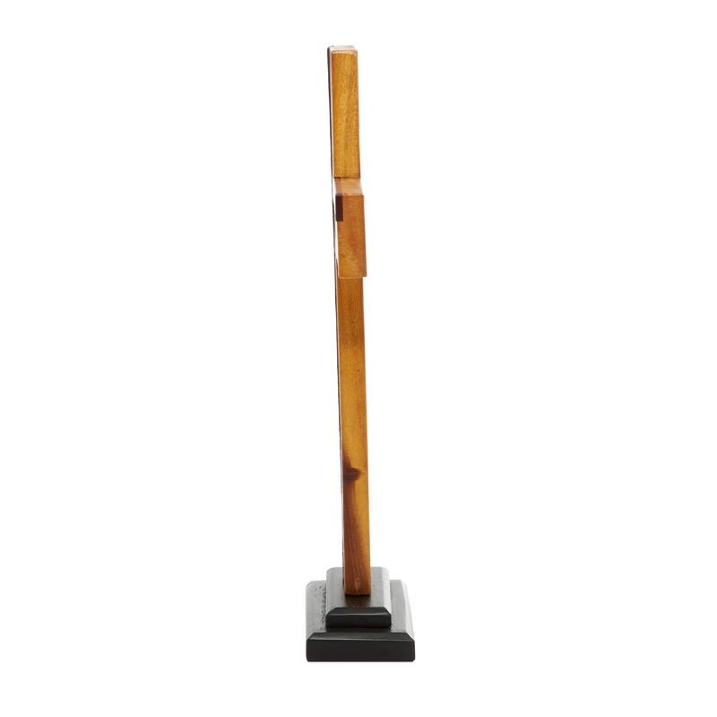 Brown Wood Modern Sculpture Cross 18 x 10 x 4 - 12 x 4 x 21