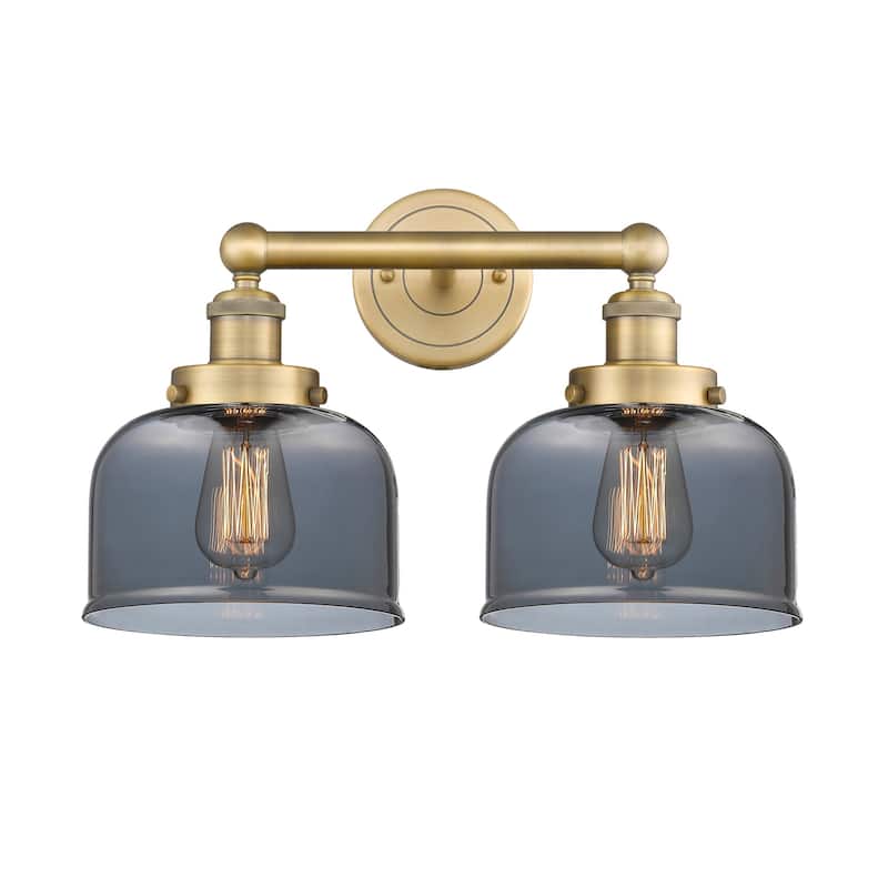 Innovations Lighting 616-2W-10-16-L Bell Vanity Bell 2 Light 16" Wide - Brushed Brass / Plated Smoke