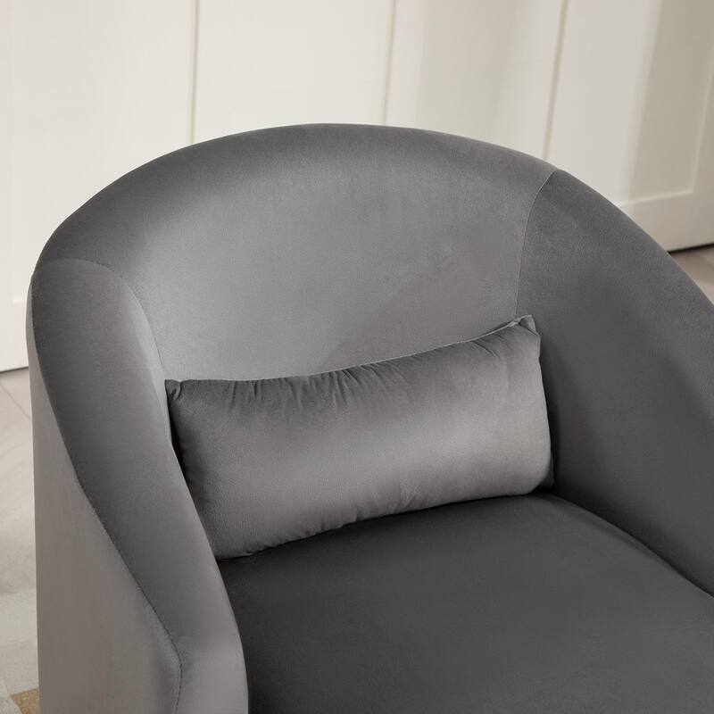 Accent Chair with Barrel-shaped Design and 360 Degree Swivel Feature