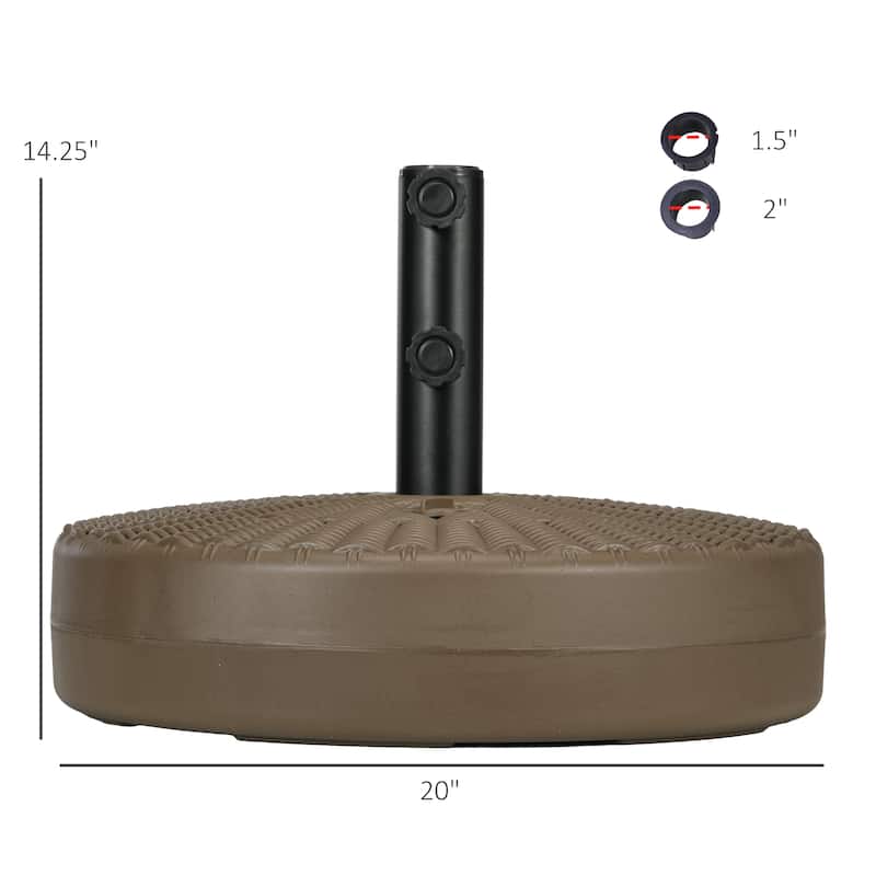 Outsunny 64 lbs. Fillable Umbrella Base with Steel Umbrella Holder, Round Umbrella Stand for 1.5" or 2" Umbrella Poles