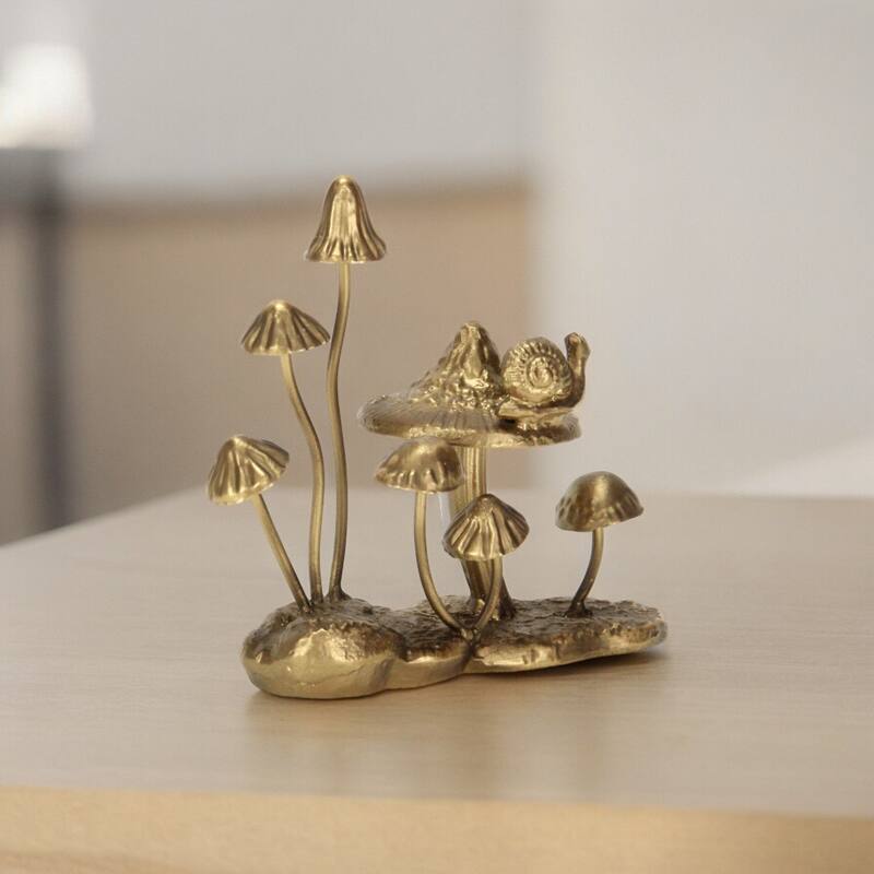 Hareton Cast Iron Gold Mushroom Table Accent