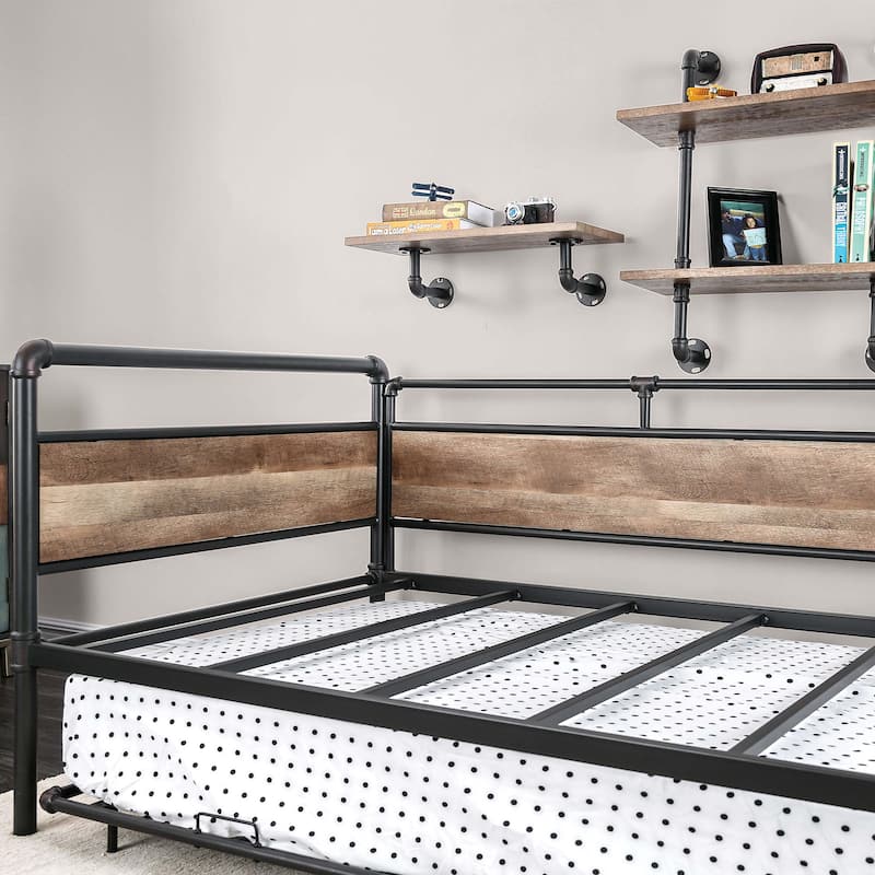Furniture of America Pern Industrial Black Metal Twin Corner Daybed