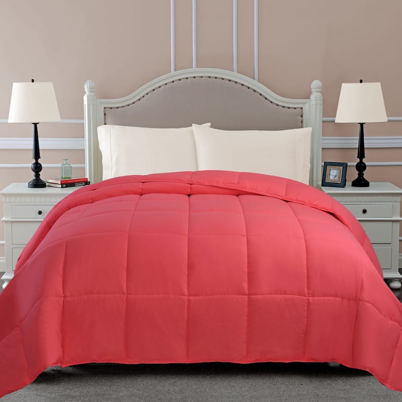 Superior Classic Comforter Reversible Down Alternative Bedding - Full - Queen - Coral