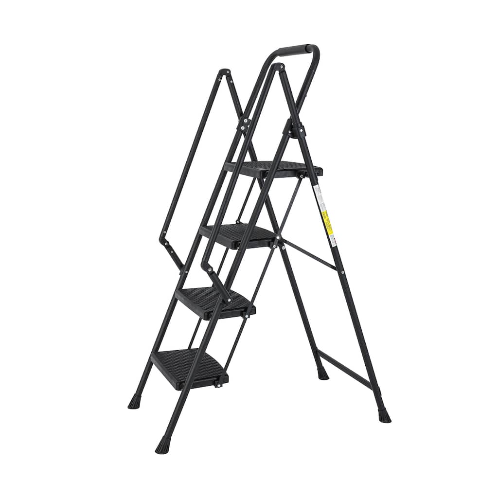 Black Lightweight Folding Four Step Stool