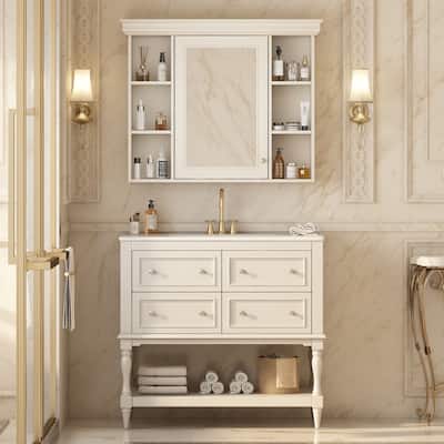 Bathroom Vanity with Medicine Cabinet,Mirror Cabinet with Adjustable Shelf