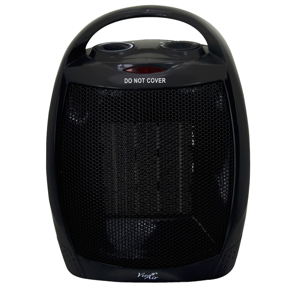 Compact 2 Speed Indoor Use Ceramic Heater with Adjustable Temperature in Black