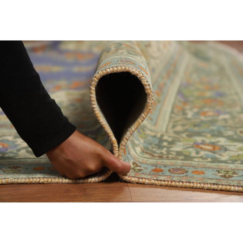 Hand Knotted Oriental 100% Wool Carpet Traditional Floral Purples Tabriz Area Rug - 11' 0'' X 8' 2''