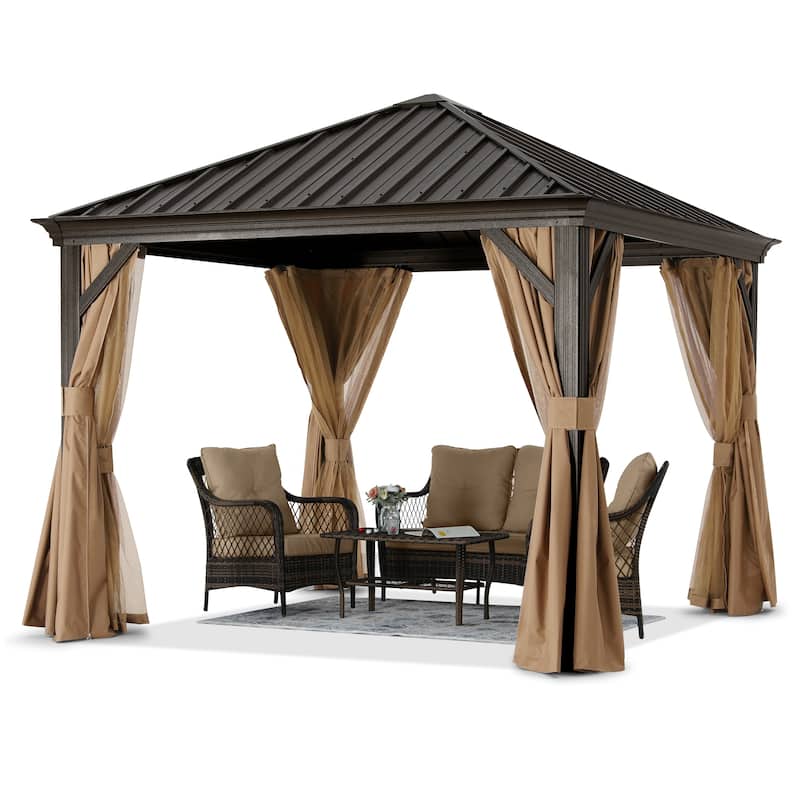 ABCCANOPY Outdoor Hardtop Gazebo with Galvanized Steel Double Roof