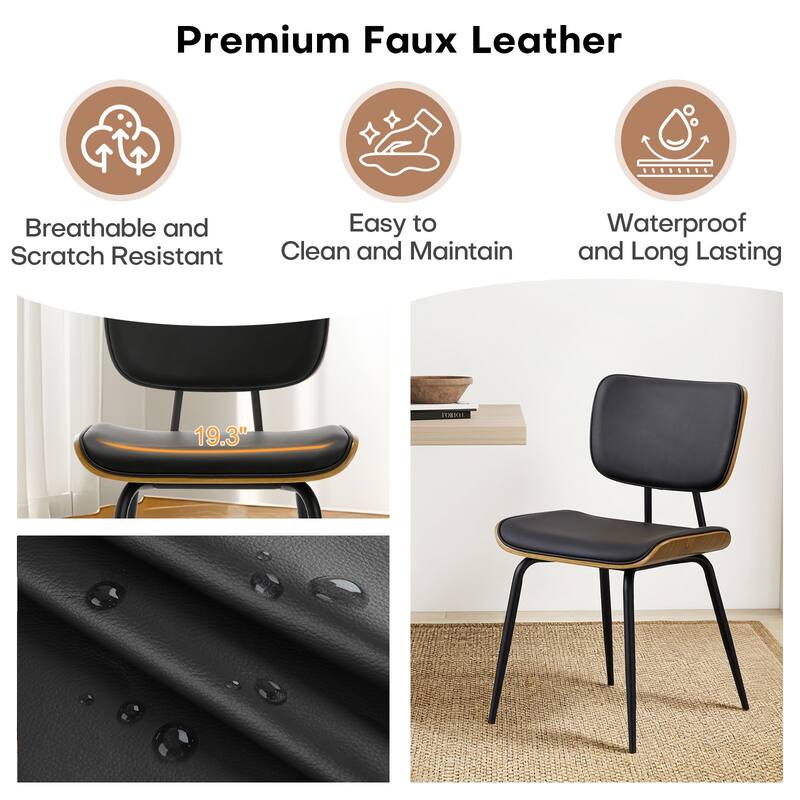 Faux Leather Upholstered Dining Chairs Set of 2/4 - 33.5"H x 19.3"W x 23"D