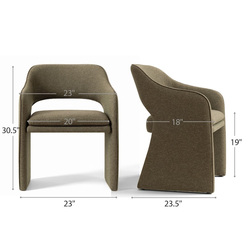 Upholstered Dining Chairs Set of 4 with Open-Back Design and Performance Fabric