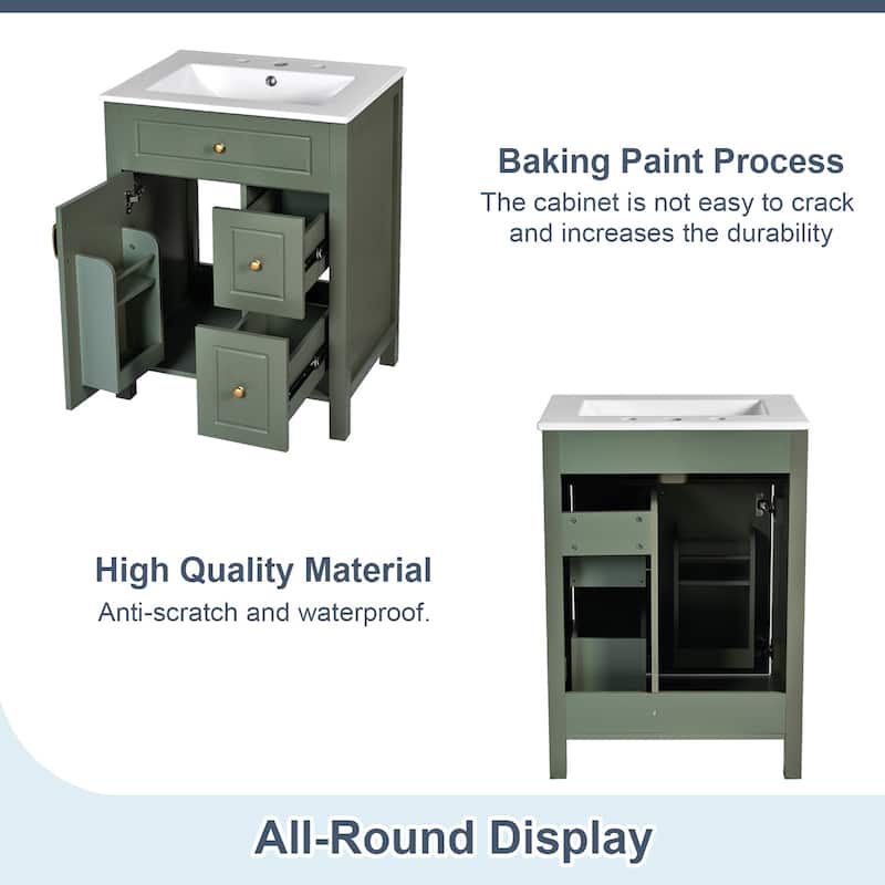 24-Inch Bathroom Vanity with Ceramic Sink