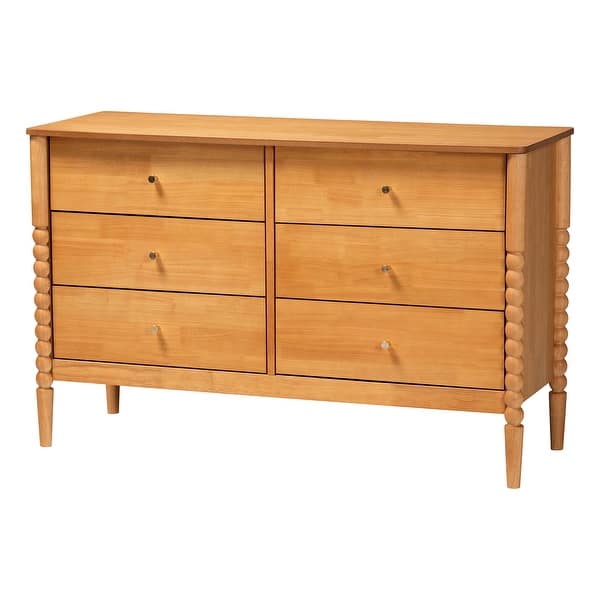 baxton studio landis mid-century modern 6-drawer dresser reviews Landis Wood 6 Drawer Dresser Ash Walnut/Gold