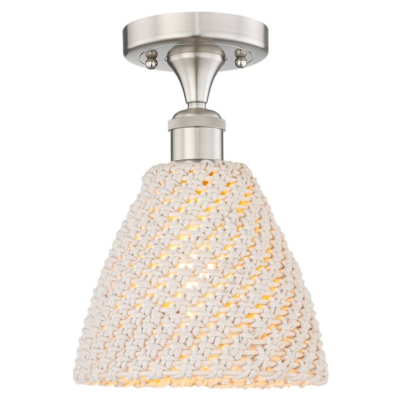 Innovations Lighting Endless Possibilities Edison - Bristol Natural - 1 Light 8" Semi-Flush Mount - Brushed Satin Nickel